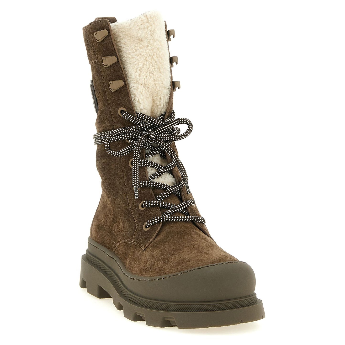 Moncler Brown Leather Lace-Up Boots