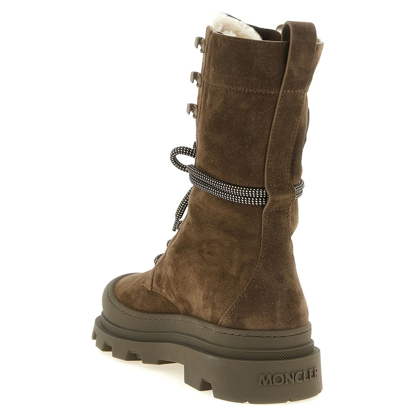 Moncler Brown Leather Lace-Up Boots