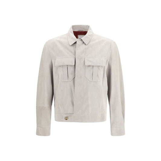 Brunello Cucinelli Beige Leather Leather Jacket
