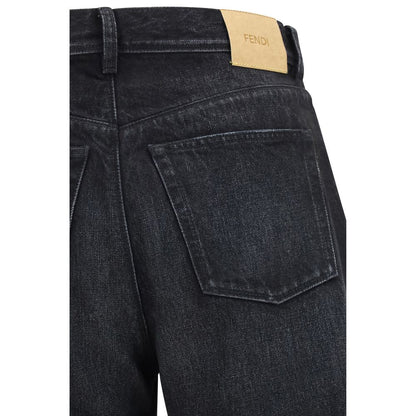 Fendi Black Cotton Straight-Leg Jeans
