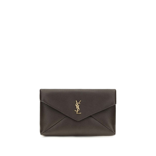 Saint Laurent Brown Lamb Ovis Aries Clutch Bag
