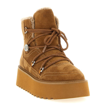 PINKO Brown Cowhide Flat Boots