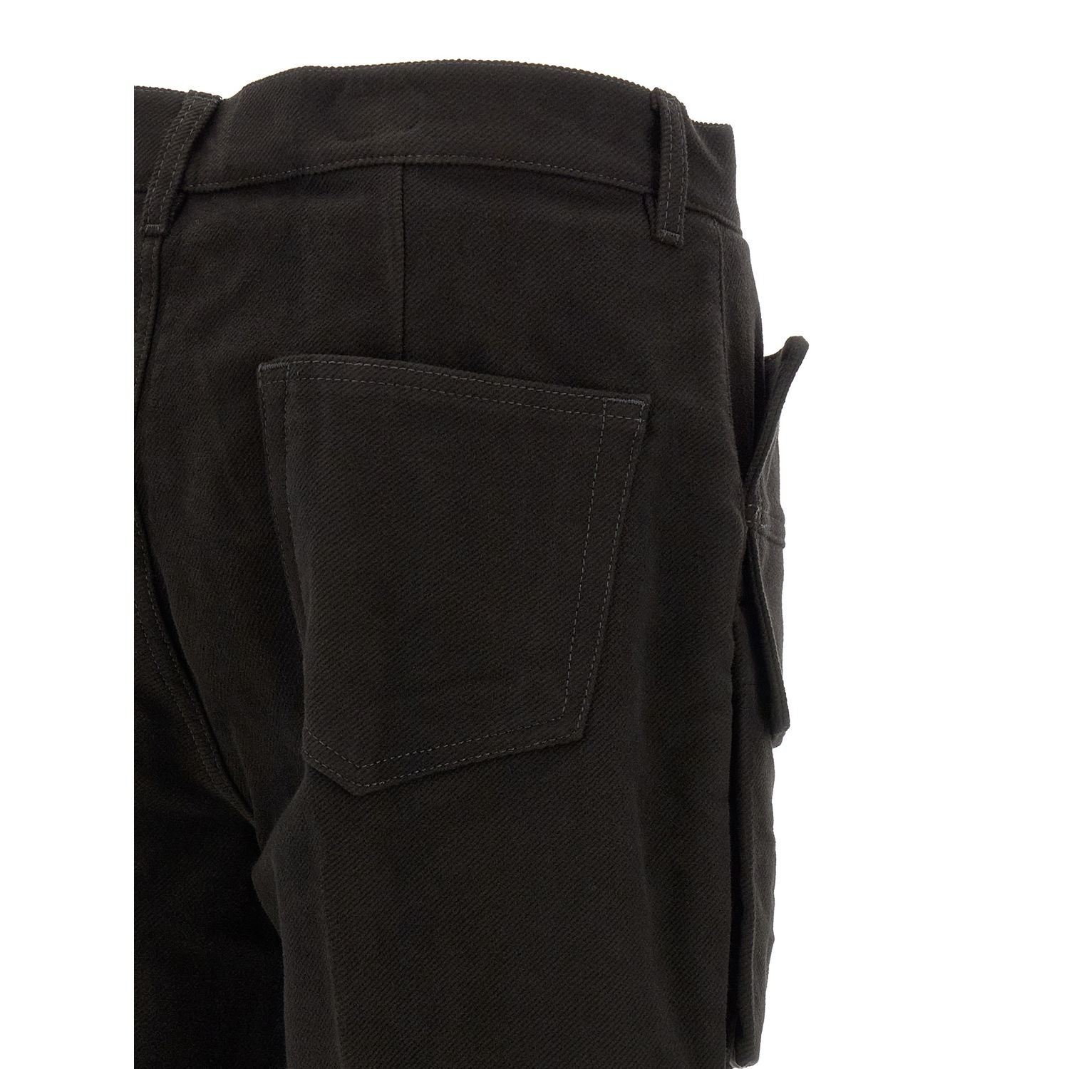 Rick Owens Black Cotton Cargo Pants