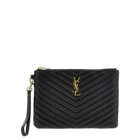 Saint Laurent Black Calfskin Clutch Bag