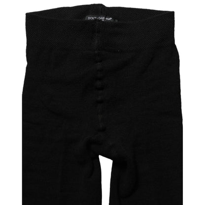 Dolce & Gabbana Black Wool Stretch Tights Stocking Accessory Socks