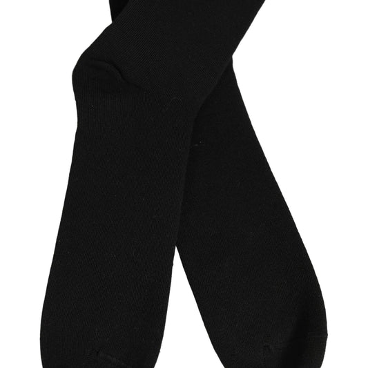 Dolce & Gabbana Men Black Cotton DG Logo Mid Calf Accessory Socks
