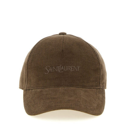 Saint Laurent Brown Cotton Cap (Baseball Hat)