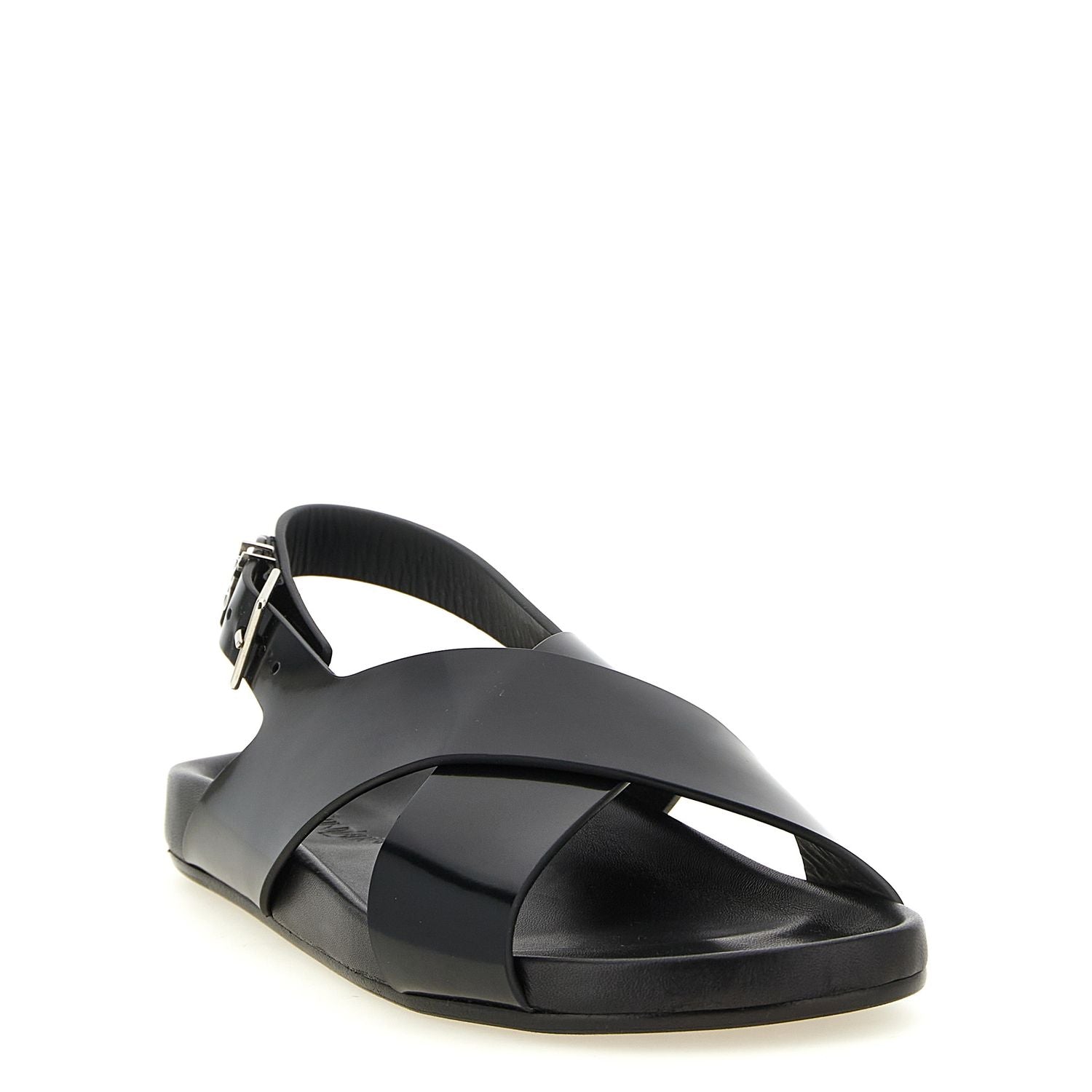 Saint Laurent Black Calfskin Flat Sandals