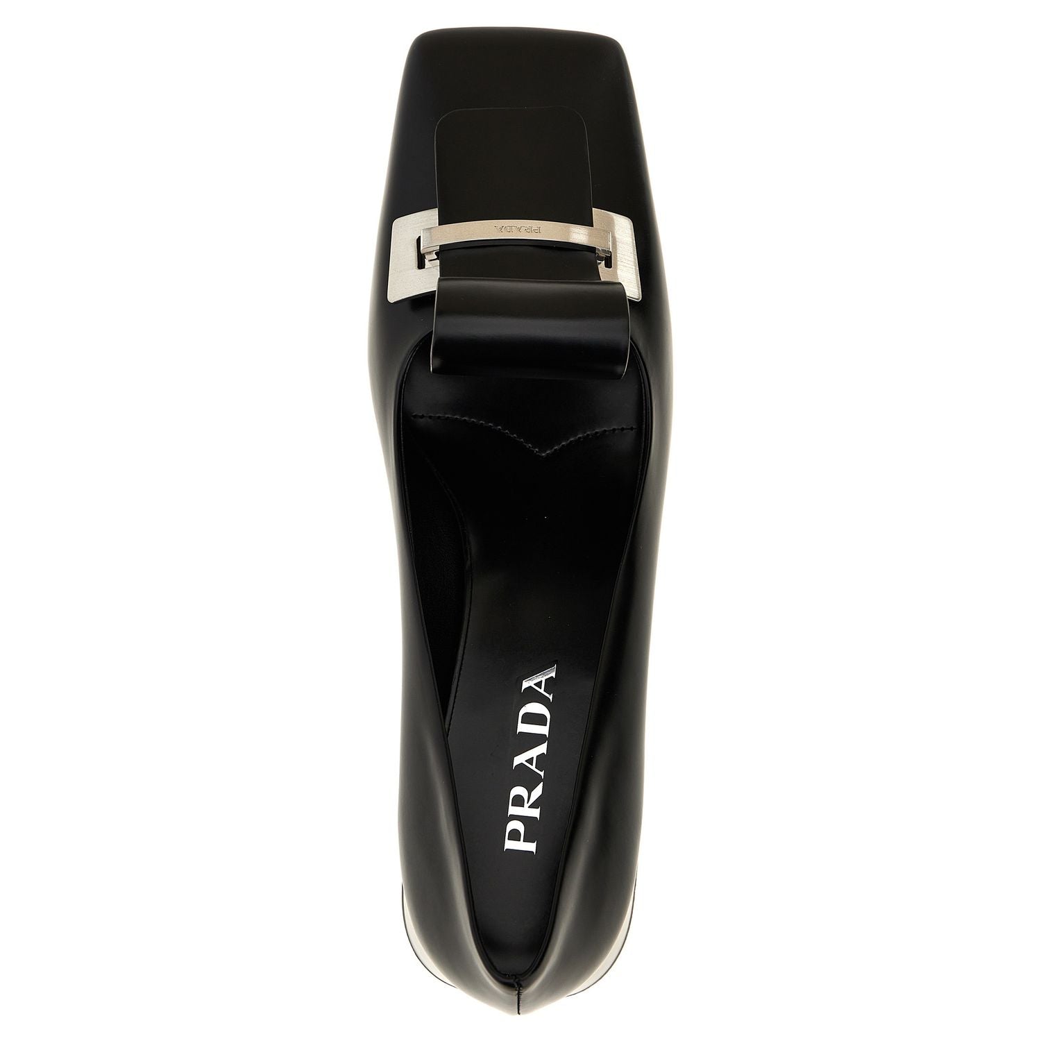 Prada Black Calfskin Mid Heel Pumps
