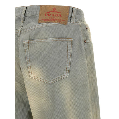 Prada Blue Cotton Casual Pants