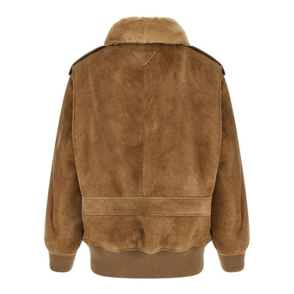 Prada Beige Lamb Leather Bomber