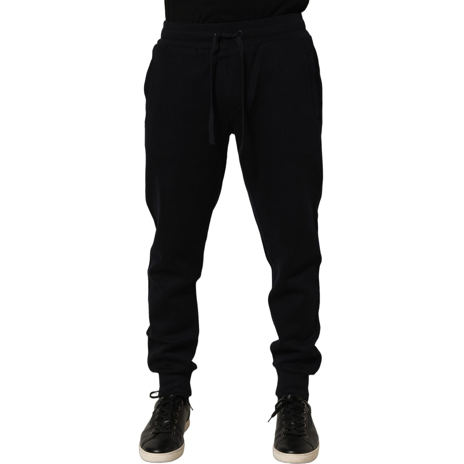 Dolce & Gabbana Blue Cotton Drawstring Jogger Trouser Pants