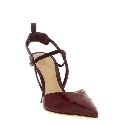 Fendi Bordeaux Lamb Leather Platform Pumps