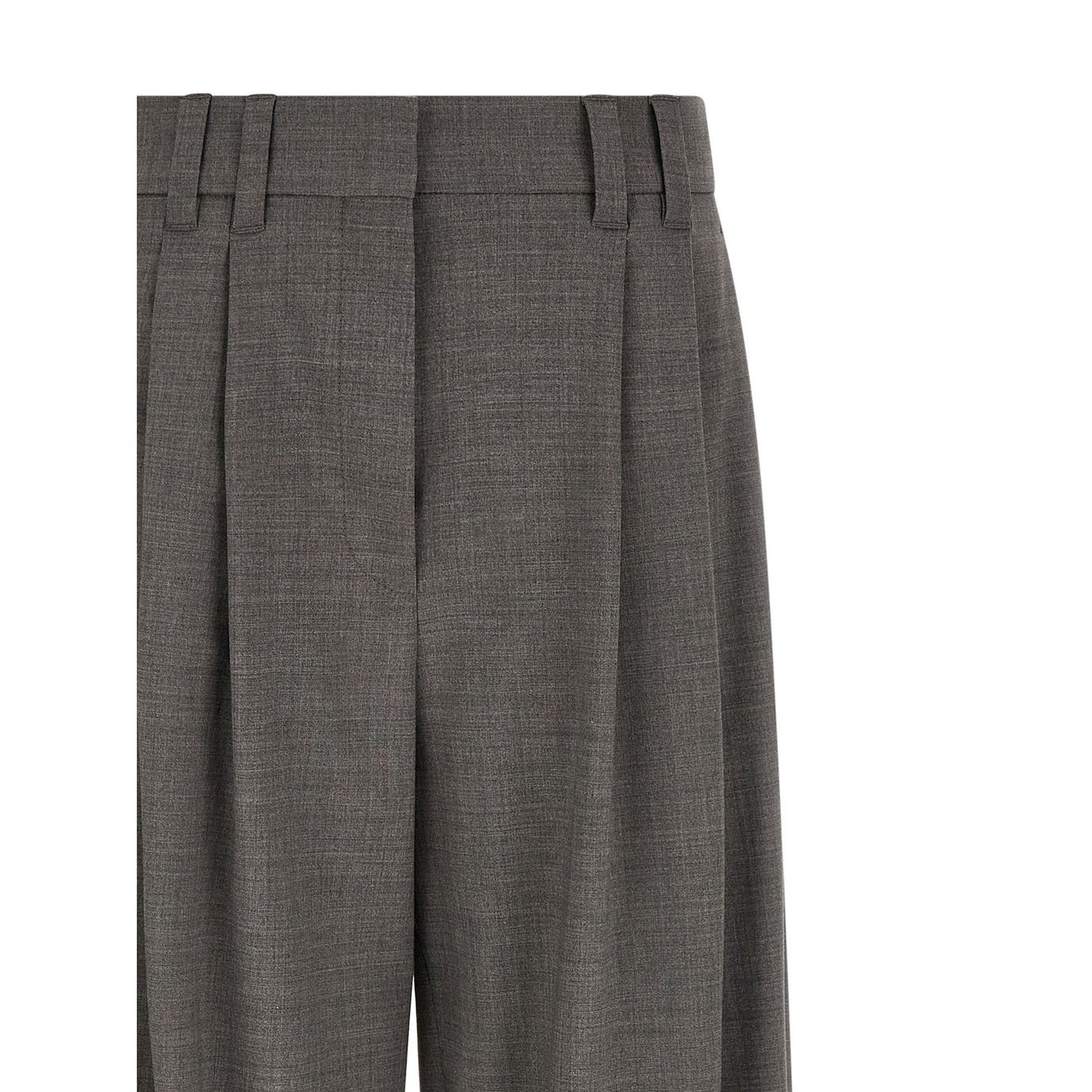 Brunello Cucinelli Gray Virgin Wool Cropped Pants