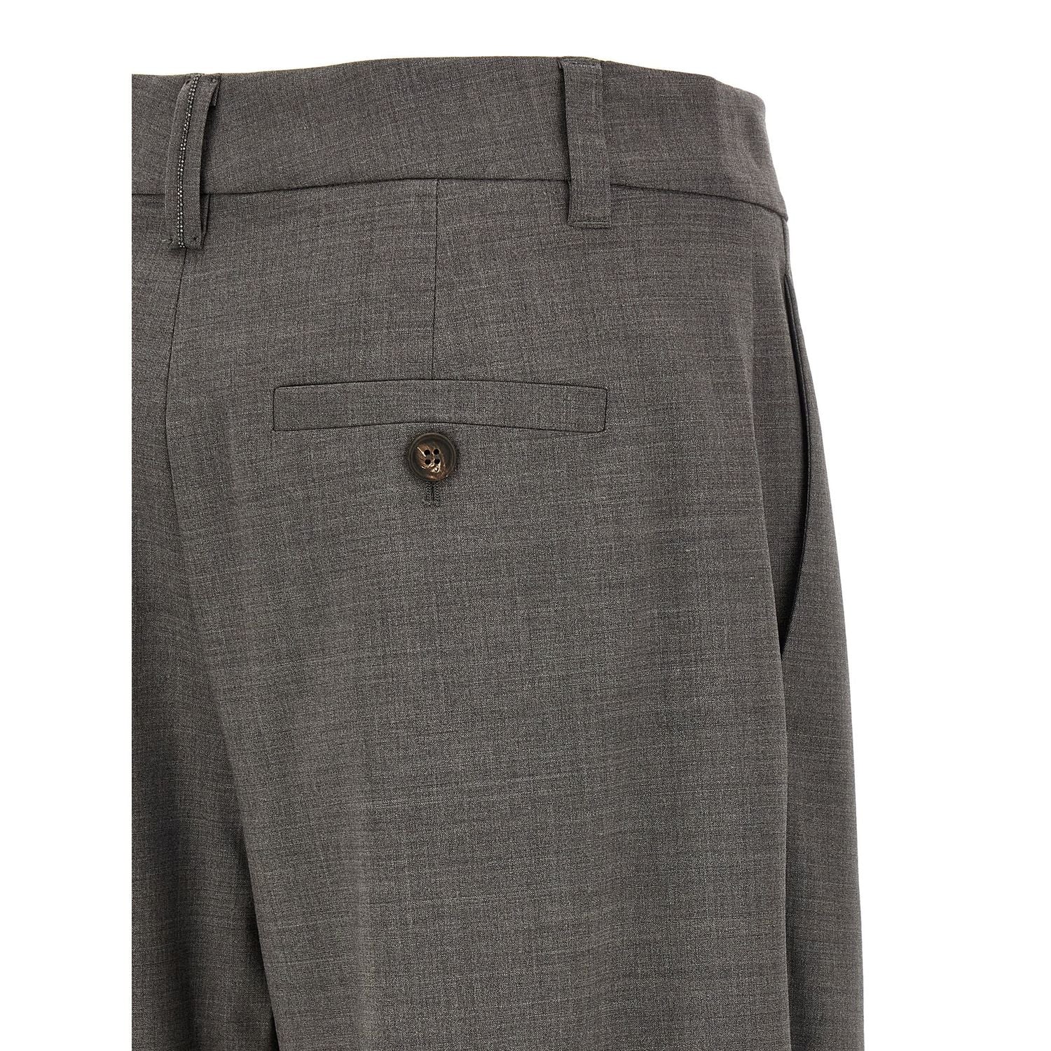 Brunello Cucinelli Gray Virgin Wool Cropped Pants