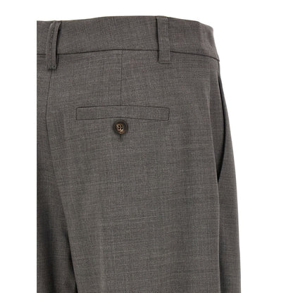Brunello Cucinelli Gray Virgin Wool Cropped Pants