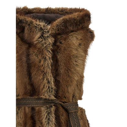 PINKO Brown Polyester Sleeveless Jacket