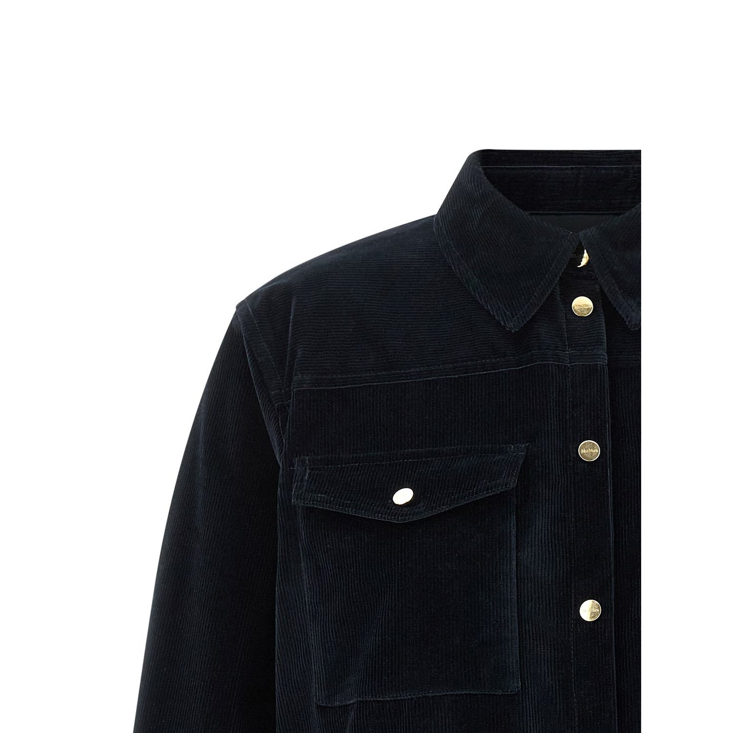 Max Mara Blue Cotton Full-Length Jacket