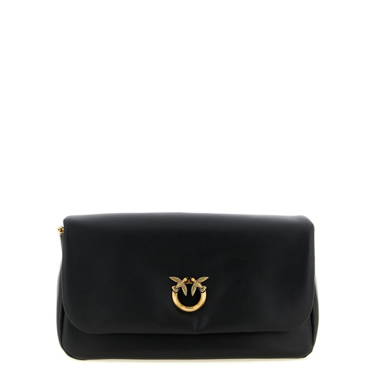PINKO Black Lamb Leather Crossbody Bag