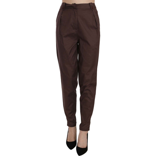 Just Cavalli Brown High Waist Tapered Formal Trousers Pants