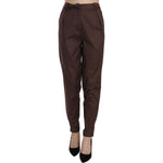 Just Cavalli Brown High Waist Tapered Formal Trousers Pants