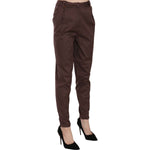 Just Cavalli Brown High Waist Tapered Formal Trousers Pants