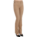 Just Cavalli Brown Cotton Stretch Mid Waist Skinny Trousers Pants