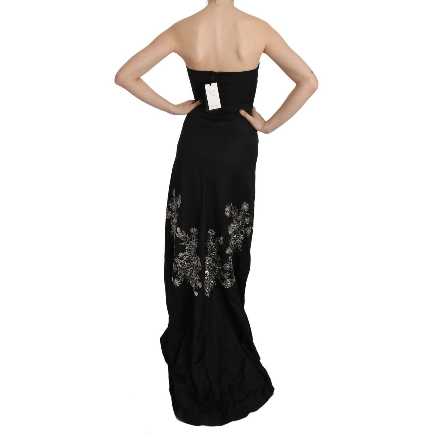 John Richmond Black Sequined Flare Ball Gown Dress