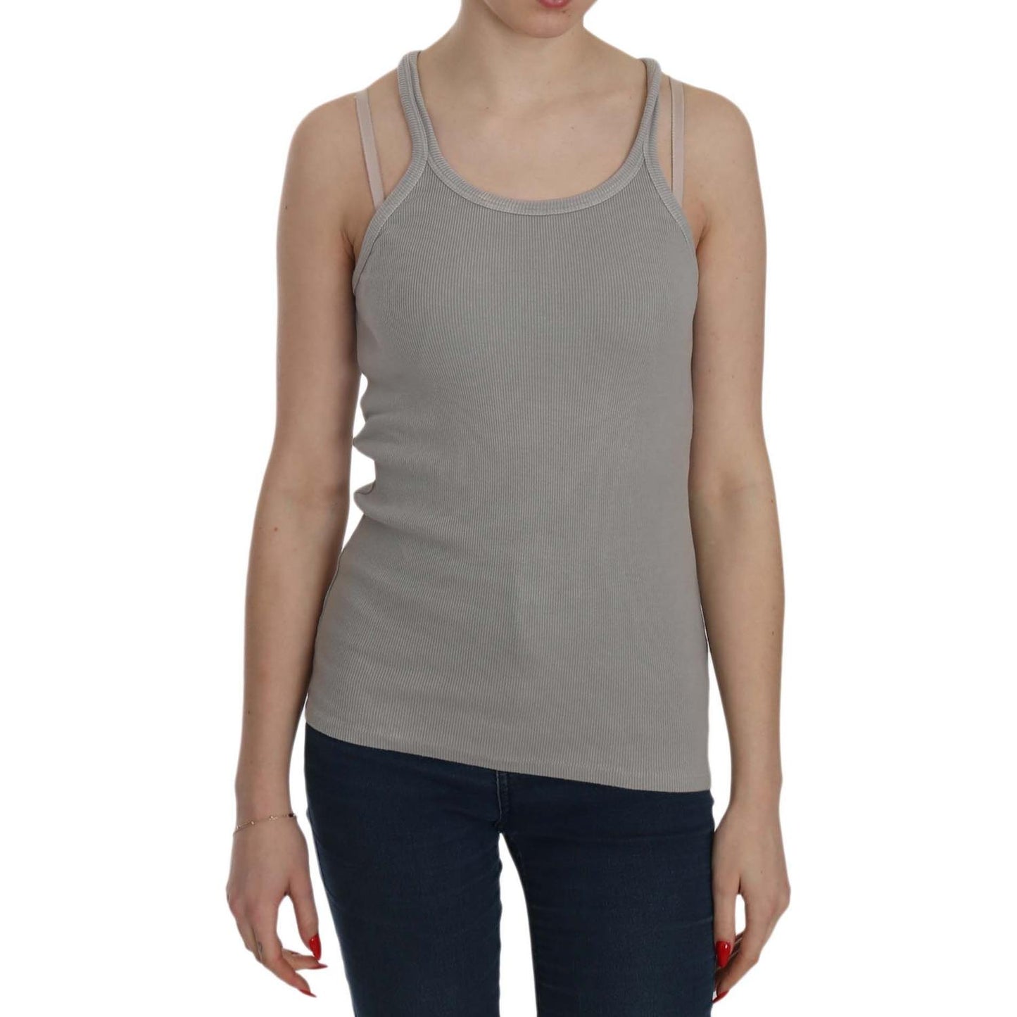 PINK MEMORIES Grey Sleeveless Spaghetti Strap Shirt