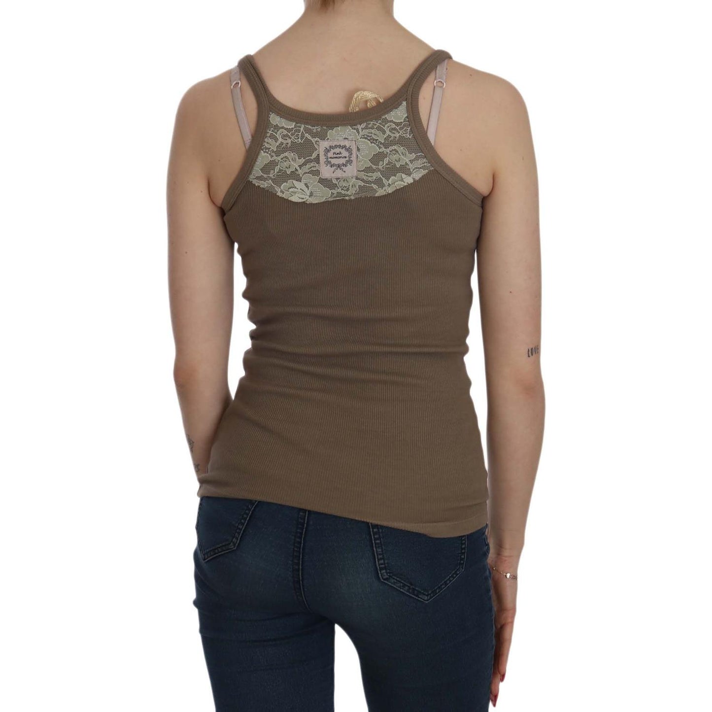 PINK MEMORIES Brown Sleeveless Spaghetti Strap Top