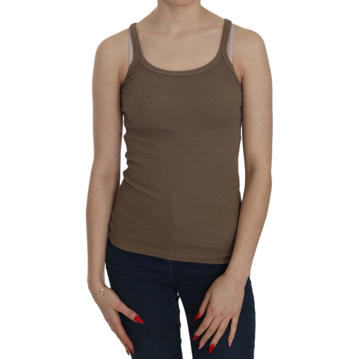 PINK MEMORIES Brown Sleeveless Spaghetti Strap Top