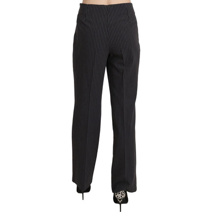 BENCIVENGA Black Striped Cotton Sretch Dress Trousers Pants