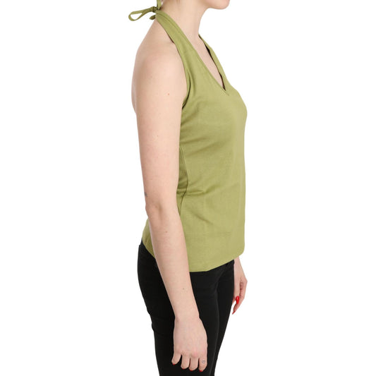 GF Ferre Green Halter Cotton Sleeveless Casual Tank Top Blouse TSH3415-40