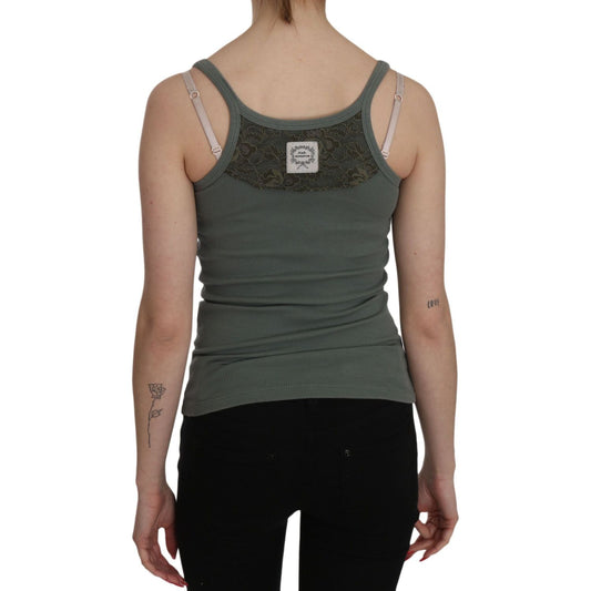 PINK MEMORIES Green Spaghetti Strap Slim Fit Casual Tank Top Blouse TSH3436-S