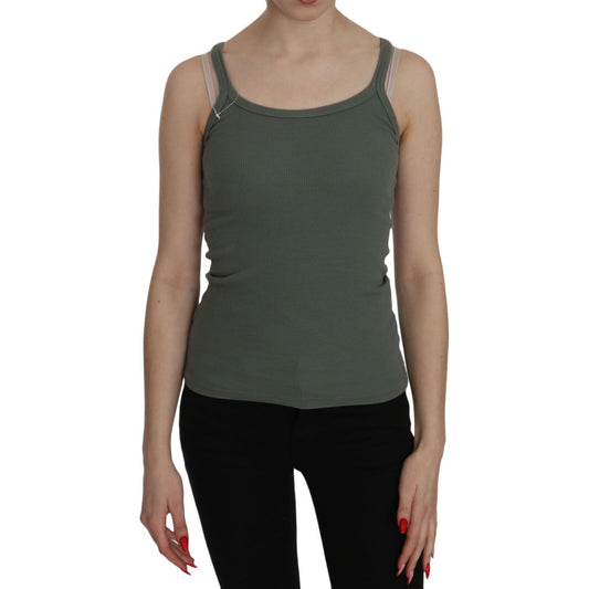 PINK MEMORIES Green Spaghetti Strap Slim Fit Casual Tank Top Blouse TSH3436-S