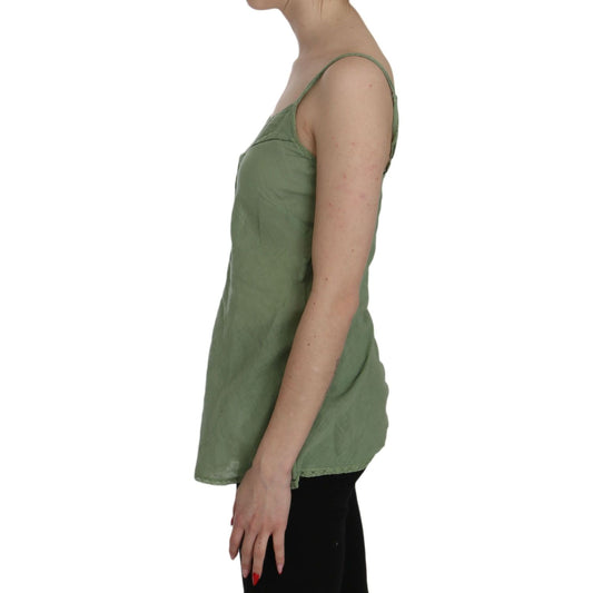 PINK MEMORIES Green Silk Spaghetti Strap Tank Top Blouse TSH3441-42