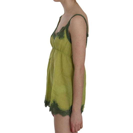 PINK MEMORIES Green Lace Spaghetti Strap Tank Top Blouse TSH3456-44