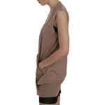 PINK MEMORIES Brown 100% Cotton Sleeveless Cardigan Top Vest