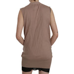 PINK MEMORIES Brown 100% Cotton Sleeveless Cardigan Top Vest