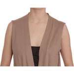 PINK MEMORIES Brown 100% Cotton Sleeveless Cardigan Top Vest