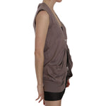 PINK MEMORIES Brown 100% Cotton Sleeveless Cardigan Top Vest