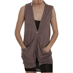 PINK MEMORIES Brown 100% Cotton Sleeveless Cardigan Top Vest