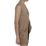 PINK MEMORIES Brown 100% Cotton Sleeveless Cardigan Top Vest