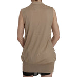 PINK MEMORIES Brown 100% Cotton Sleeveless Cardigan Top Vest