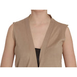 PINK MEMORIES Brown 100% Cotton Sleeveless Cardigan Top Vest