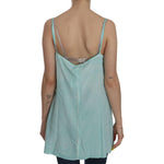 Ermanno Scervino Blue Sleeveless Spaghetti Dress Blouse