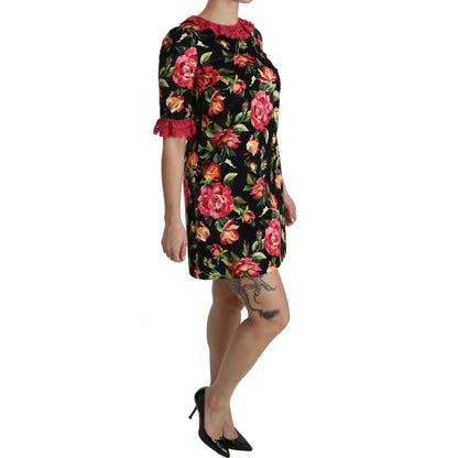 Dolce & Gabbana Floral Pink Lace A-Line Shift Mini Dress