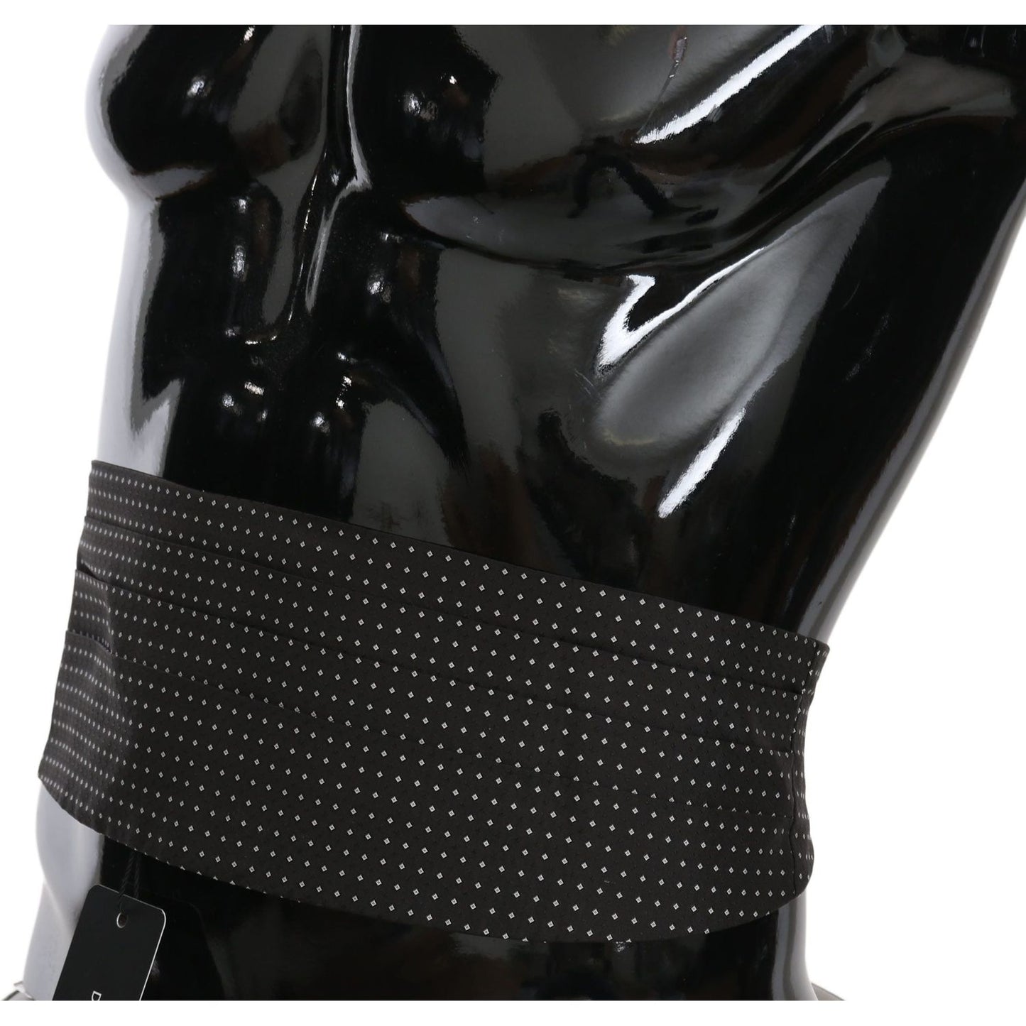 Dolce & Gabbana Black Dotted Waist Belt Silk Cummerbund