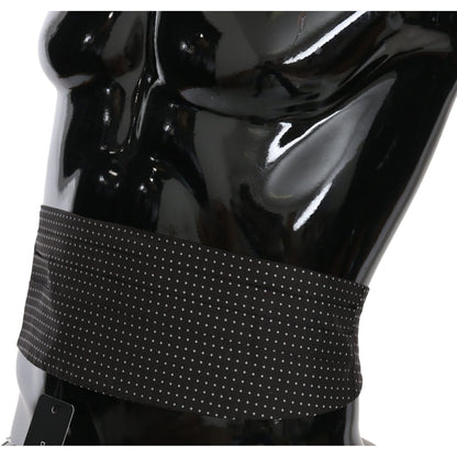 Dolce & Gabbana Black Dotted Waist Belt Silk Cummerbund