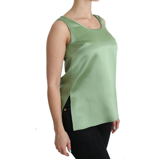 Dolce & Gabbana Green Sleeveless 100% Silk Top Tank Blouse TSH3874-36